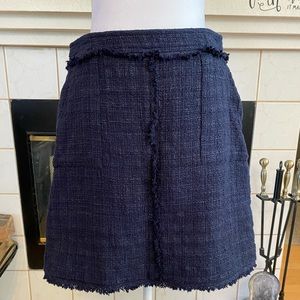 Banana Republic Navy Blue Mini Skirt, 100% Cotton, Coated Tweed, Size 8
